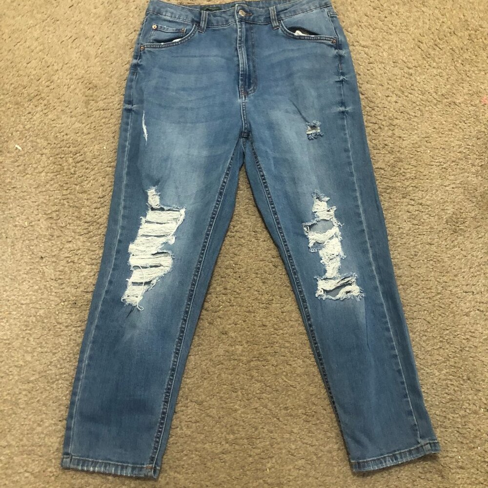 Wild Fable High Rise Mom Jeans with Distressed Rips Size 14 - Picture 6 of 11